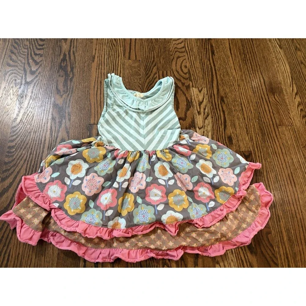 Matilda Jane Girls Decadente Cake Walk Layered Tank Dress Multicolor Sz 6 Whimsy